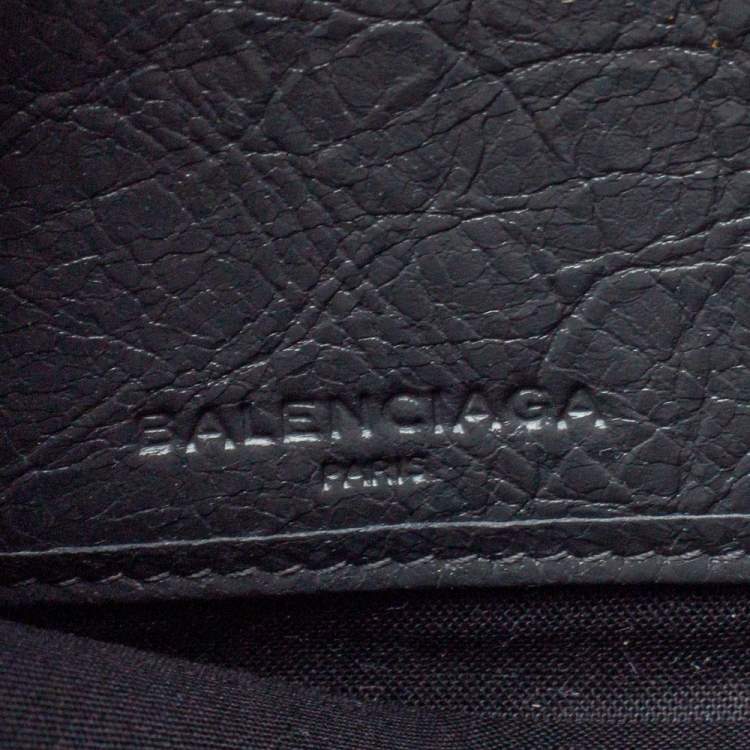 Pre Owned Balenciaga Grey Leather Motocross Classic Zip Continental Wallet