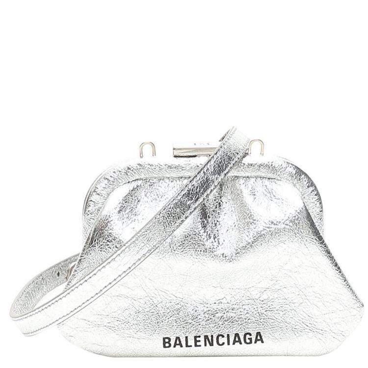 balenciaga silver clutch