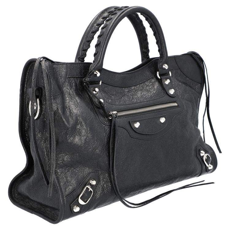 Pre Owned Balenciaga Black Leather Motocross Classic City Bag