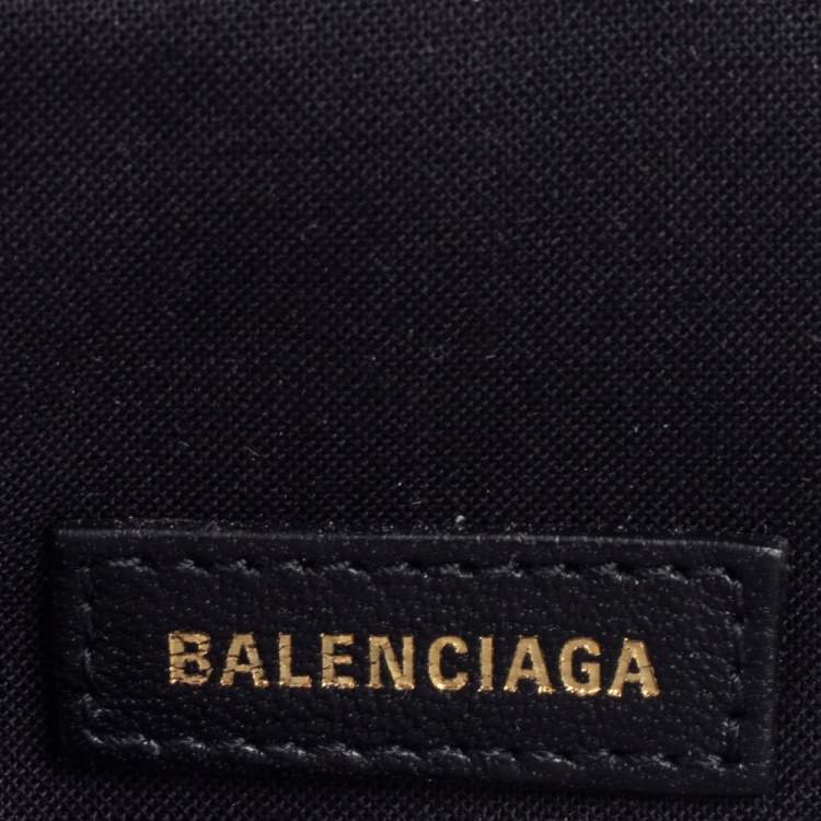 Pre Owned Balenciaga Black Croc Embossed Leather Cloud Coin Purse Clutch Bag