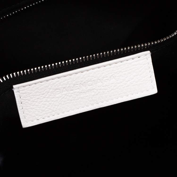 مملوكة مسبقًا Balenciaga White Leather Medium Logo Print North South Shopper Tote