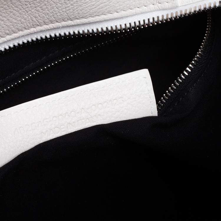 مملوكة مسبقًا Balenciaga White Leather Medium Logo Print North South Shopper Tote