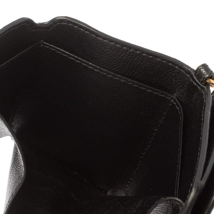 Pre Owned Balenciaga Black Leather Cash Mini Wallet On Chain