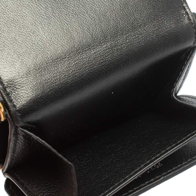 Pre Owned Balenciaga Black Leather Cash Mini Wallet On Chain