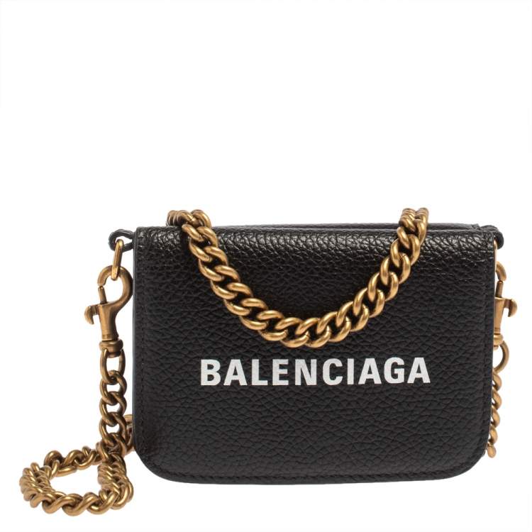 Womens Cash Mini Wallet On Chain in Blackwhite  Balenciaga US