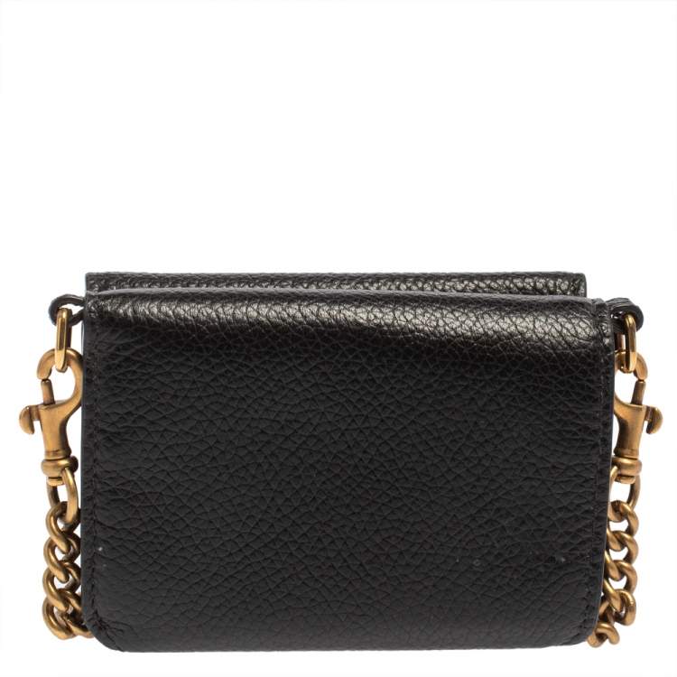 Pre Owned Balenciaga Black Leather Cash Mini Wallet On Chain