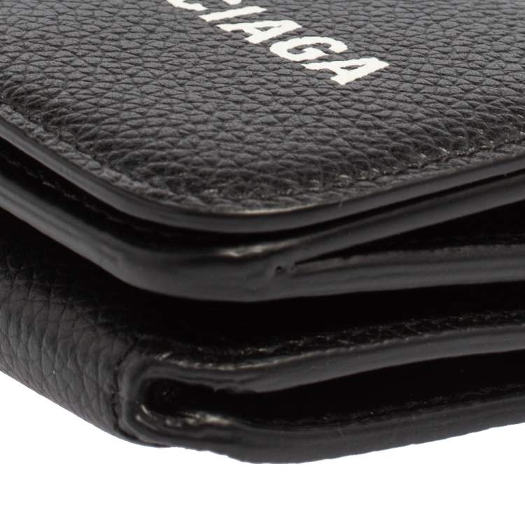 Pre Owned Balenciaga Black Leather Cash Mini Wallet On Chain