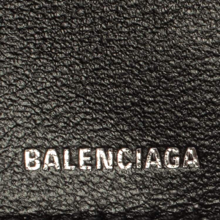 Pre Owned Balenciaga Black Leather Cash Mini Wallet On Chain