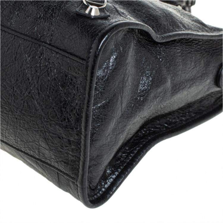 Pre Owned Balenciaga Black Leather Classic Nano City Tote Bag
