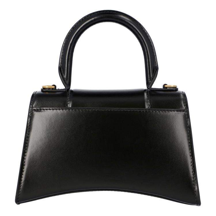 Pre Owned Balenciaga Black Leather Hourglass XS Top Handle Bag 