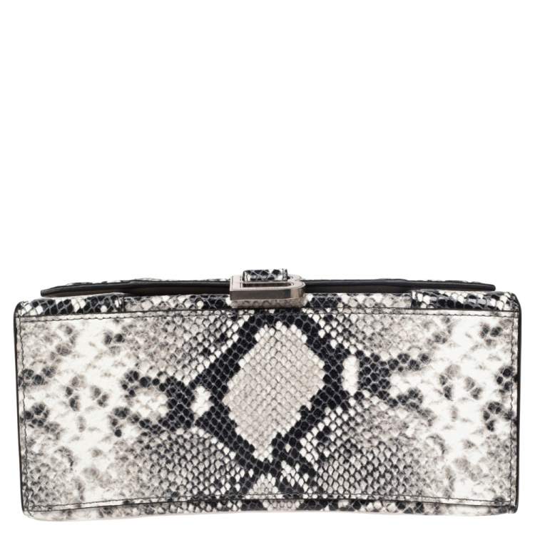 Pre Owned Balenciaga Black/Grey Python Embossed Leather Hourglass Top Handle Bag