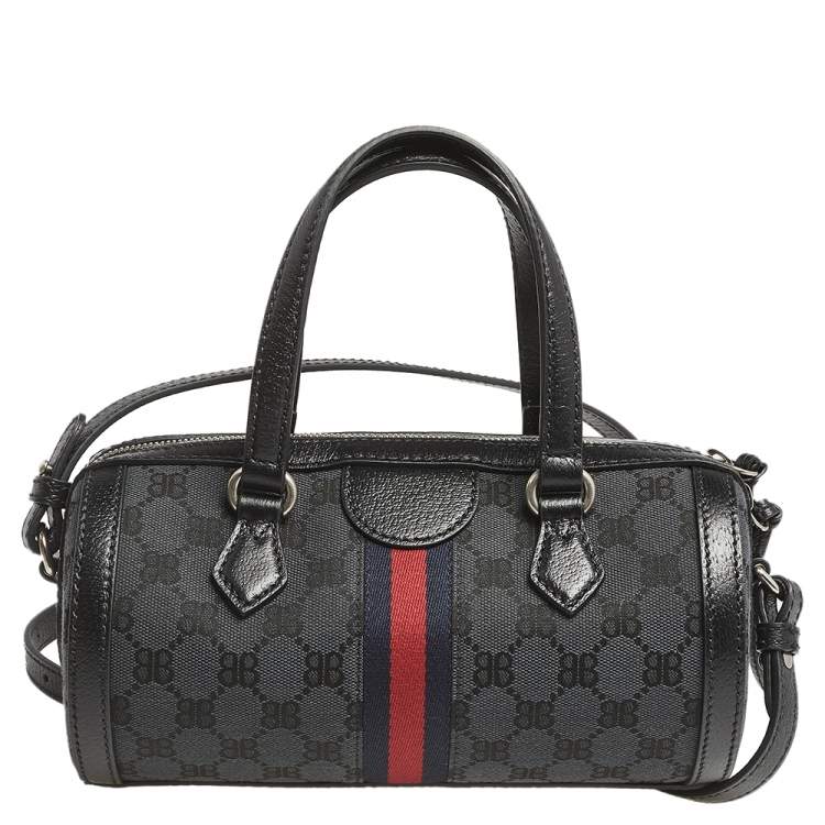 Pre Owned Balenciaga x Gucci Black Canvas and Leather The Hacker Project Boston Bag