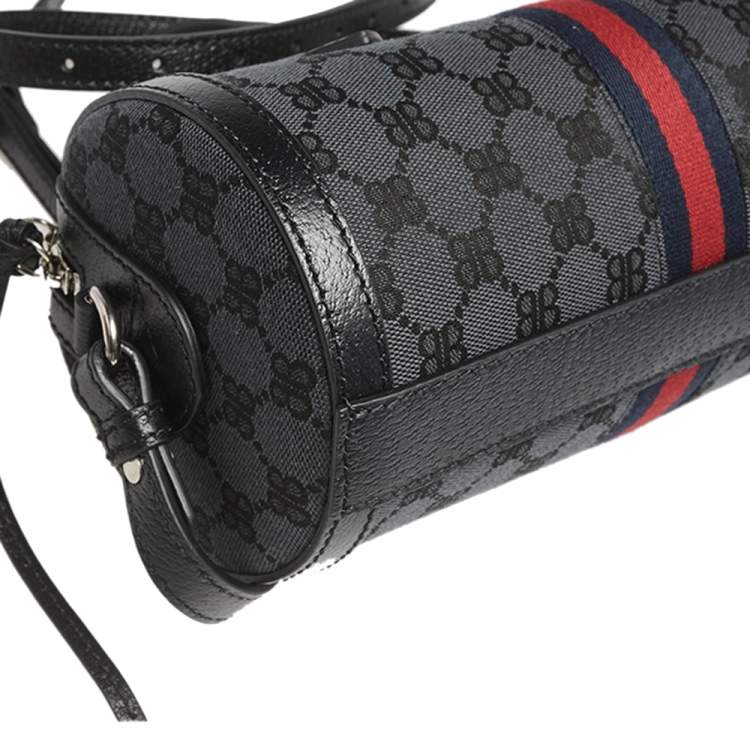 Pre Owned Balenciaga x Gucci Black Canvas and Leather The Hacker Project Boston Bag