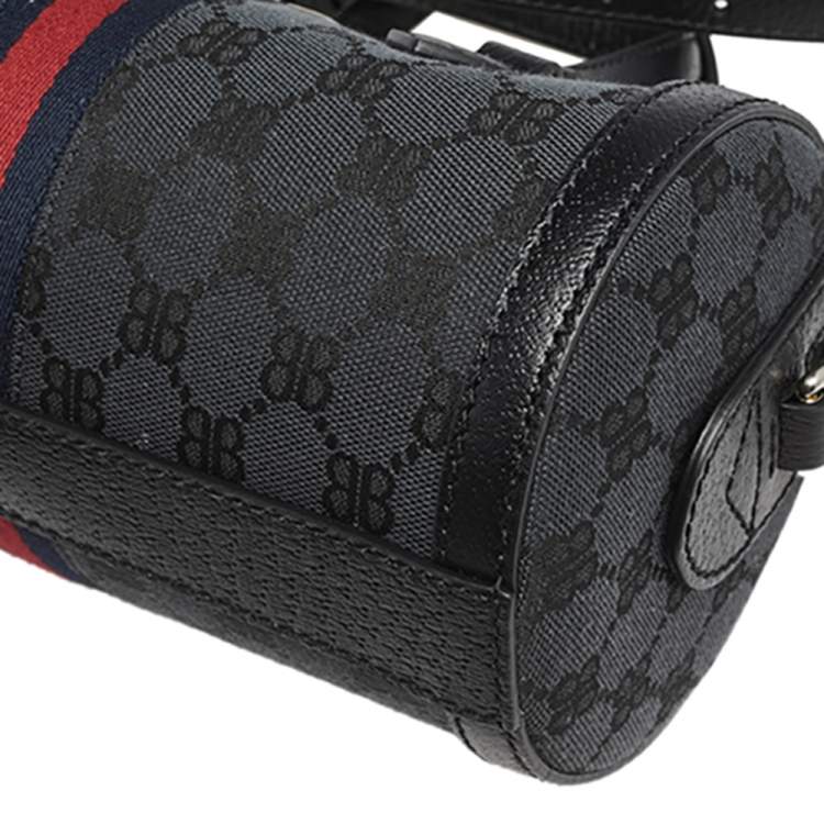 Pre Owned Balenciaga x Gucci Black Canvas and Leather The Hacker Project Boston Bag
