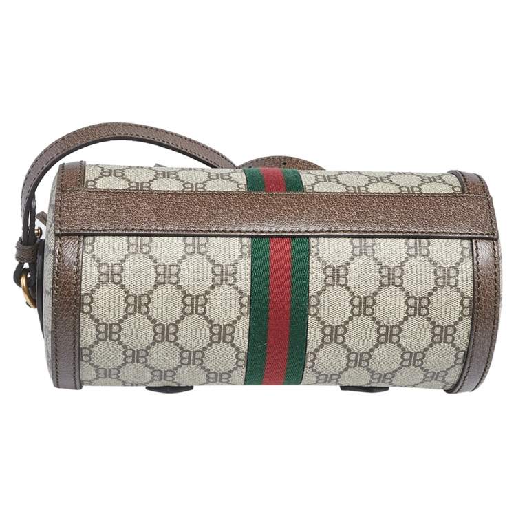 مملوكة مسبقًا Balenciaga x Gucci Brown/Beige Coated Canvas and Leather The Hacker Project Boston Bag