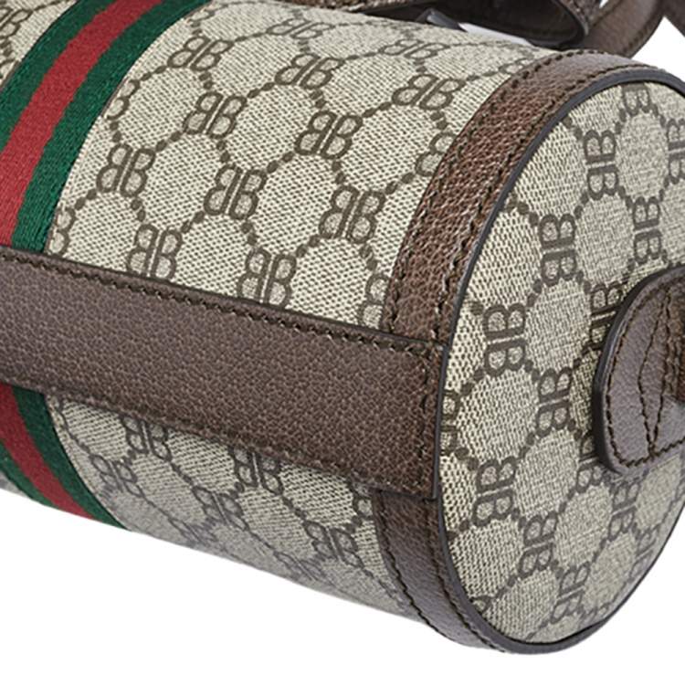 مملوكة مسبقًا Balenciaga x Gucci Brown/Beige Coated Canvas and Leather The Hacker Project Boston Bag