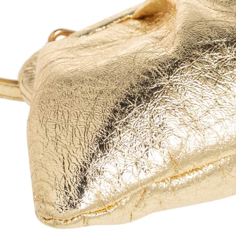 Pre Owned Balenciaga Gold Leather XL Cloud Clutch