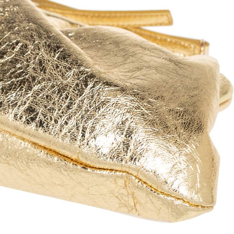Pre Owned Balenciaga Gold Leather XL Cloud Clutch