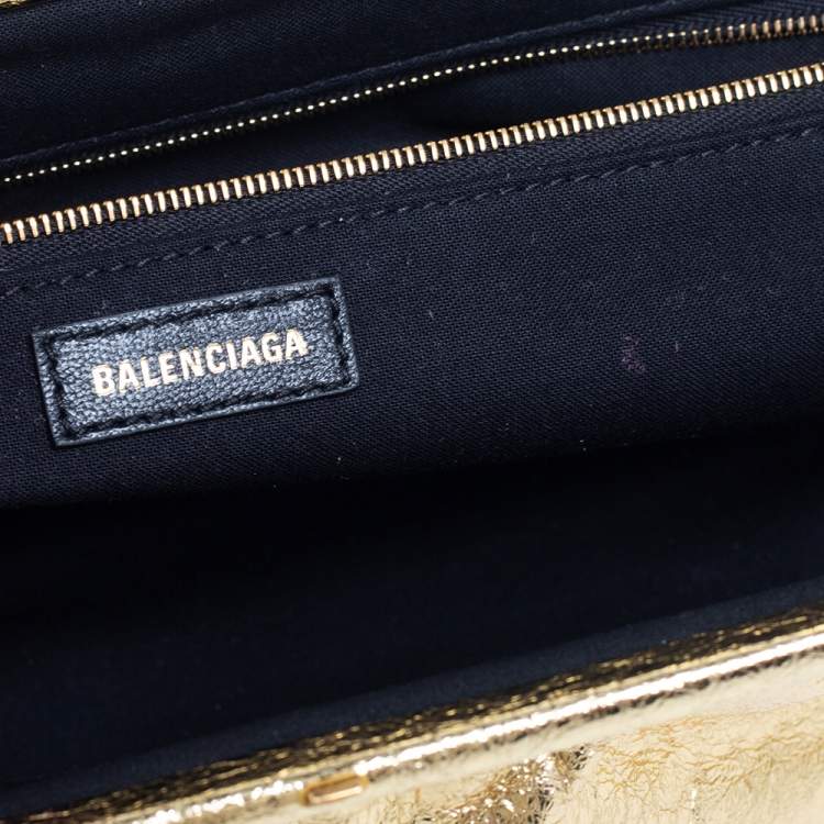 Pre Owned Balenciaga Gold Leather XL Cloud Clutch