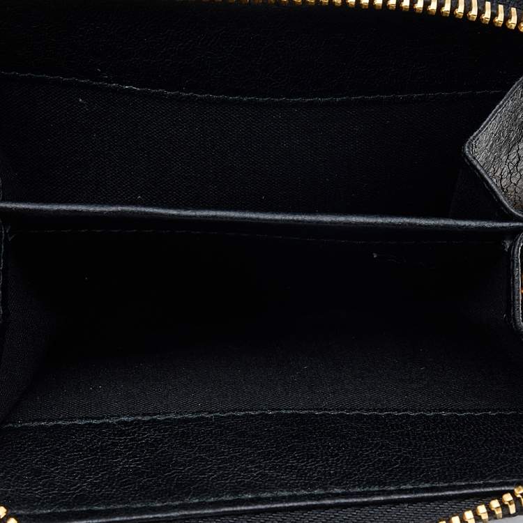 Pre Owned Balenciaga Black Leather Motocross Zip Around Compact Wallet 	 
