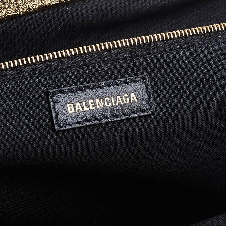 Pre Owned Balenciaga Metallic Gold Leather Cloud XL Clutch