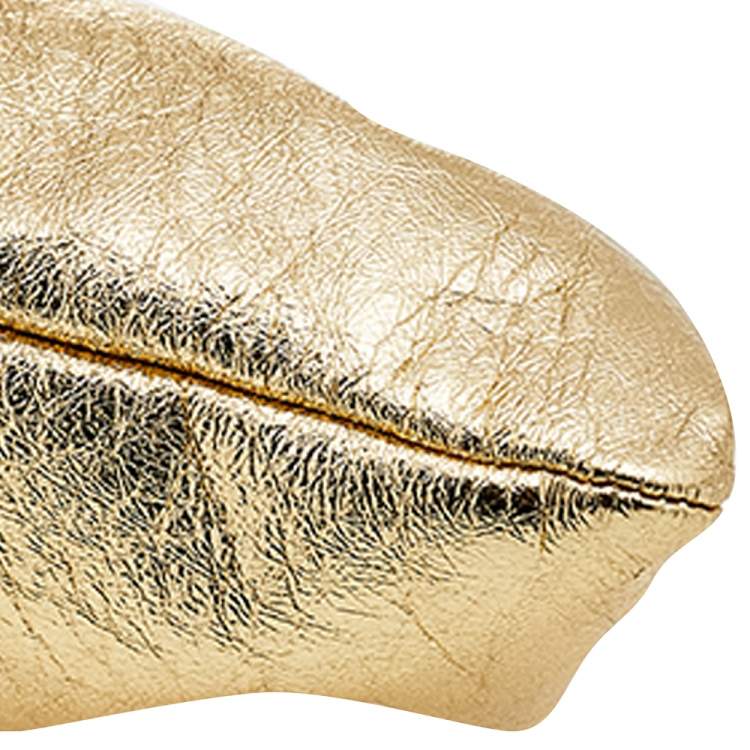 Pre Owned Balenciaga Metallic Gold Leather Cloud XL Clutch