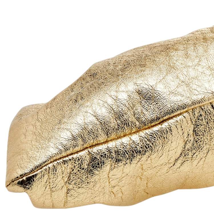 Pre Owned Balenciaga Metallic Gold Leather Cloud XL Clutch