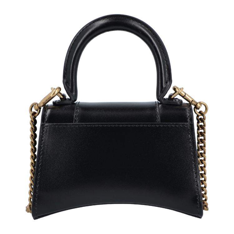 Pre Owned Balenciaga Women's Hourglass top handle mini handbag with chain in black