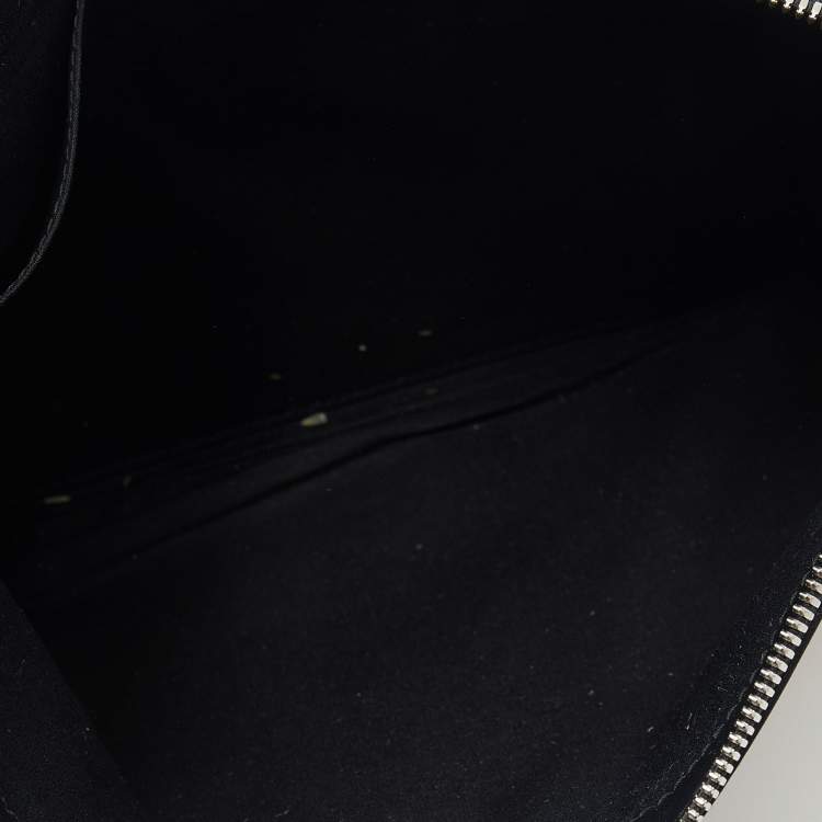 Pre Owned Balenciaga Cream/Black Canvas And Leather Logo Zip Pouch