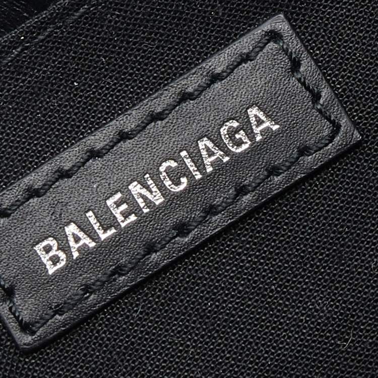 Pre Owned Balenciaga Cream/Black Canvas And Leather Logo Zip Pouch