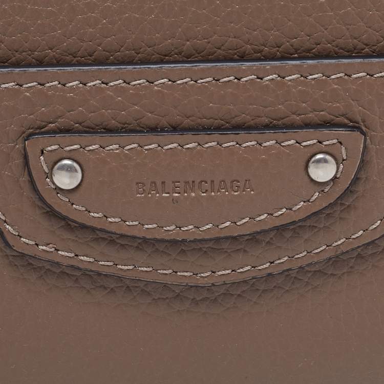 Pre Owned Balenciaga Brown Grained Leather Neo Classic Card Holder