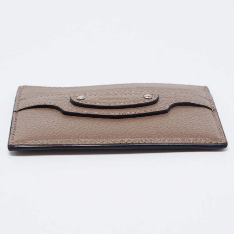 Pre Owned Balenciaga Brown Grained Leather Neo Classic Card Holder