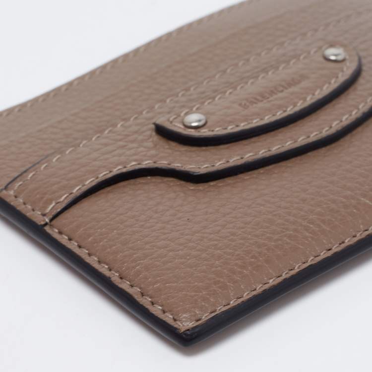 Pre Owned Balenciaga Brown Grained Leather Neo Classic Card Holder