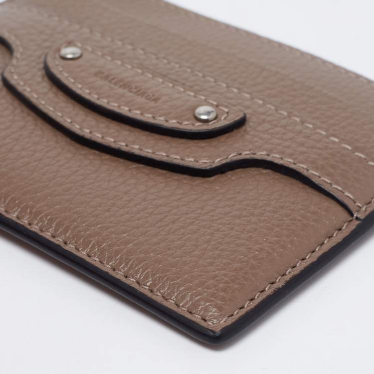 Pre Owned Balenciaga Brown Grained Leather Neo Classic Card Holder