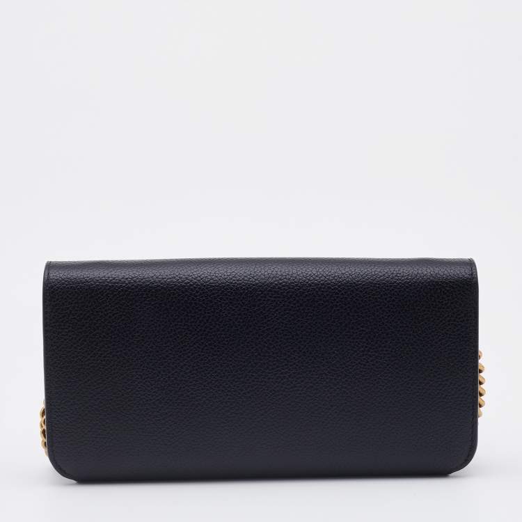 Pre Owned Balenciaga Black Leather Everyday Wallet on Chain