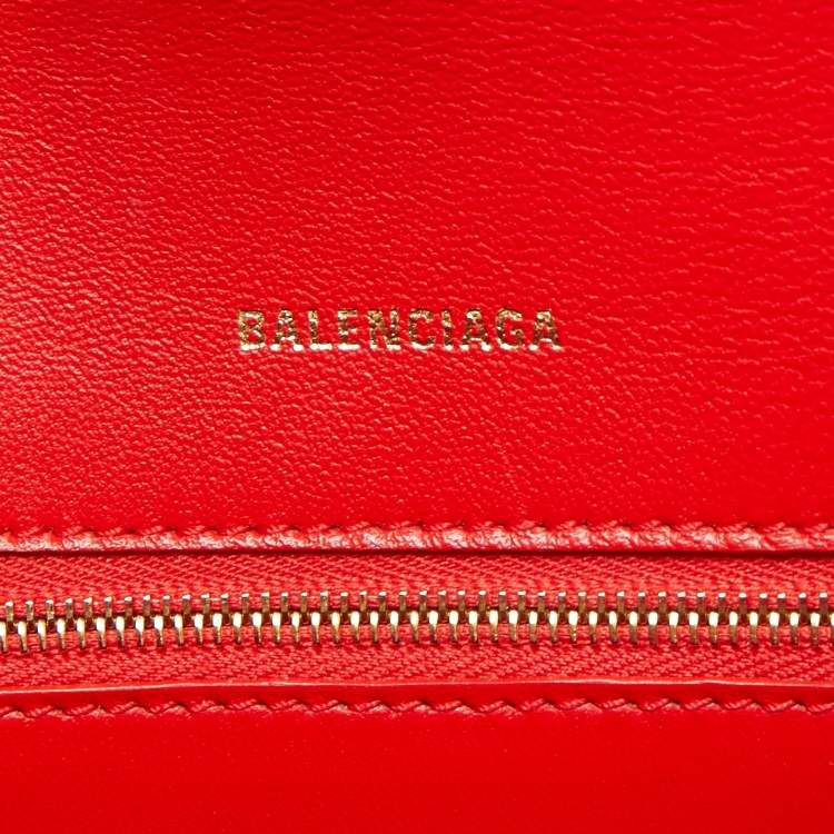 Pre Owned Balenciaga Red Leather Small Hourglass Box Top Handle Bag