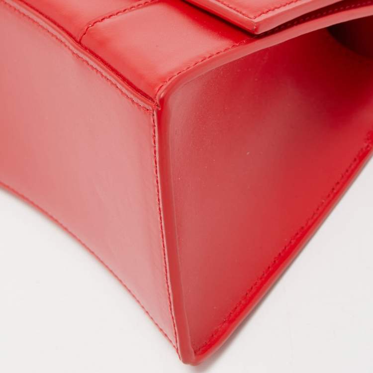 Pre Owned Balenciaga Red Leather Small Hourglass Box Top Handle Bag