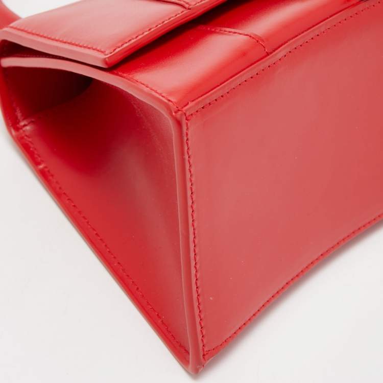 Pre Owned Balenciaga Red Leather Small Hourglass Box Top Handle Bag