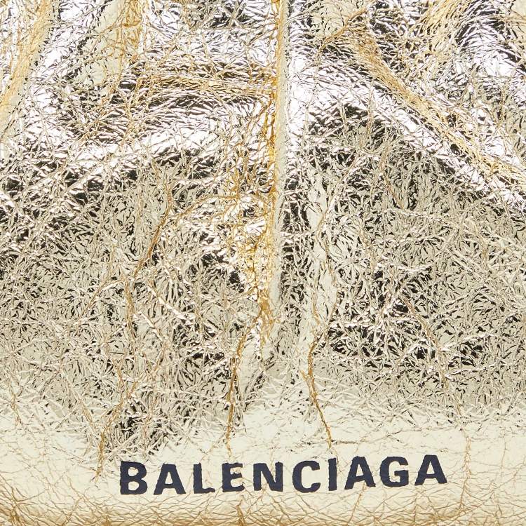 Pre Owned Balenciaga Metallic Gold Leather Cloud XL Clutch