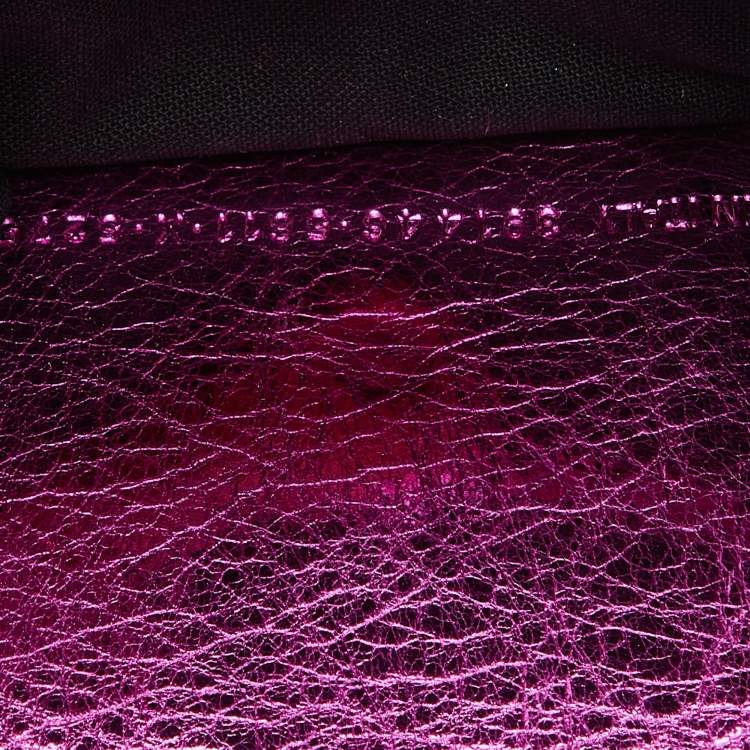Pre Owned Balenciaga Metallic Pink Leather Mini Papier Wallet