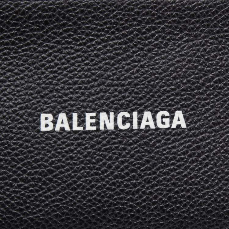Pre Owned Balenciaga Black Leather Logo Zip Card Holder