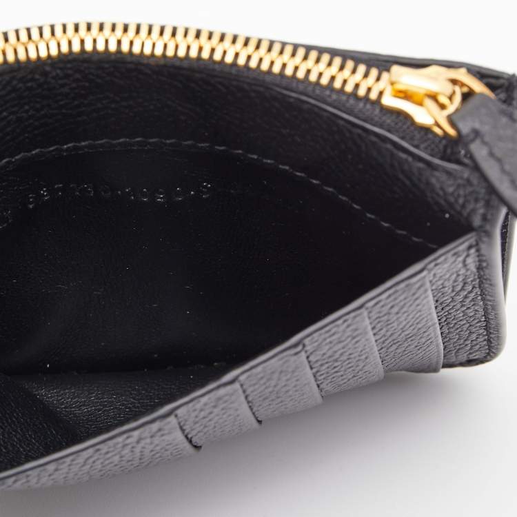Pre Owned Balenciaga Black Leather Logo Zip Card Holder
