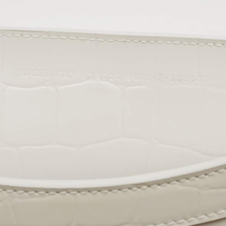 Pre Owned Balenciaga Off White Croc Embossed Leather Small Neo Classic Tote