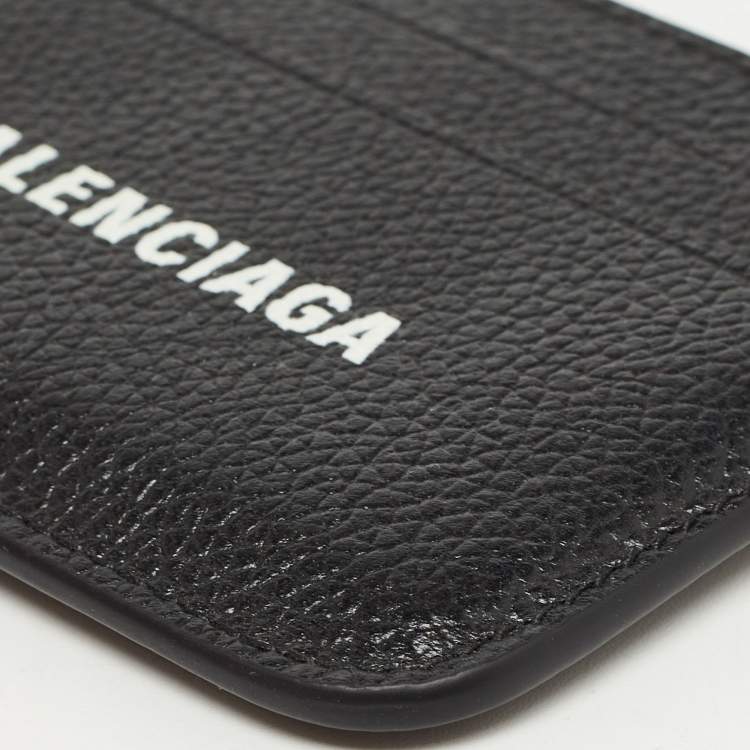 Pre Owned Balenciaga Black Leather Logo Card Holder