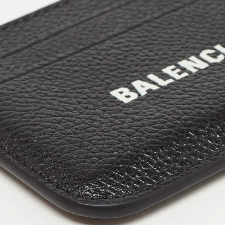 Pre Owned Balenciaga Black Leather Logo Card Holder