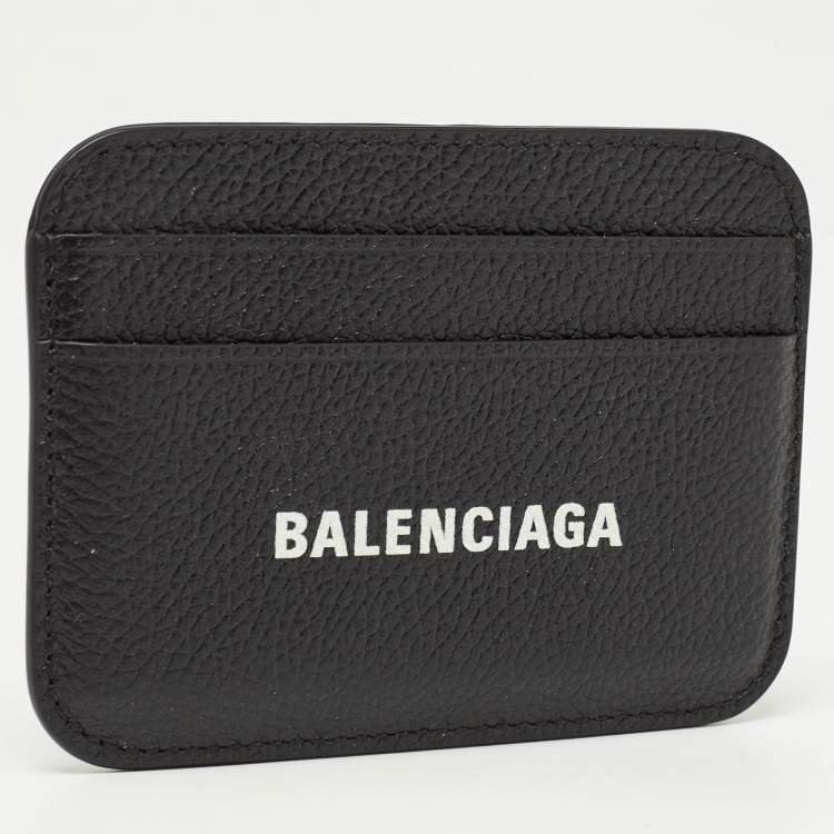 Pre Owned Balenciaga Black Leather Logo Card Holder