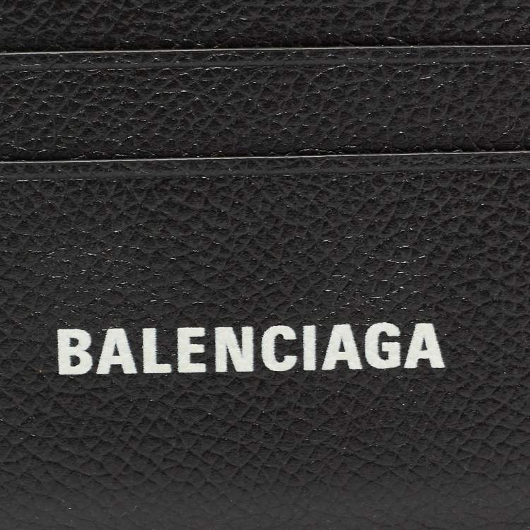 Pre Owned Balenciaga Black Leather Logo Card Holder