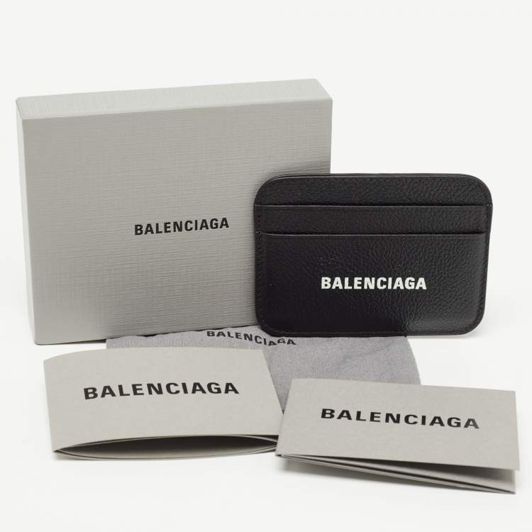 Pre Owned Balenciaga Black Leather Logo Card Holder