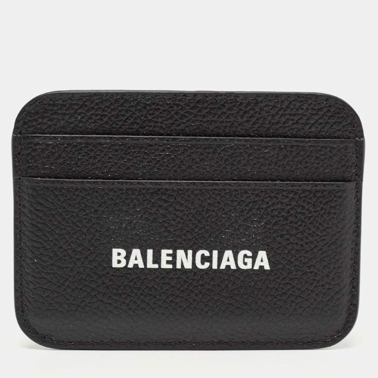 Pre Owned Balenciaga Black Leather Logo Card Holder