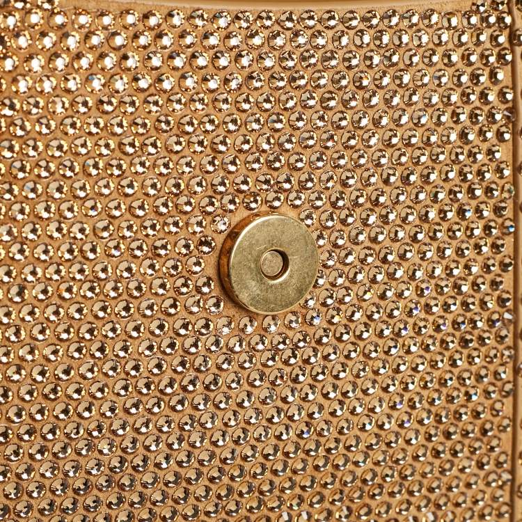 Pre Owned Balenciaga Gold/Brown Leather XS Crystal Hourglass Top Handle Bag